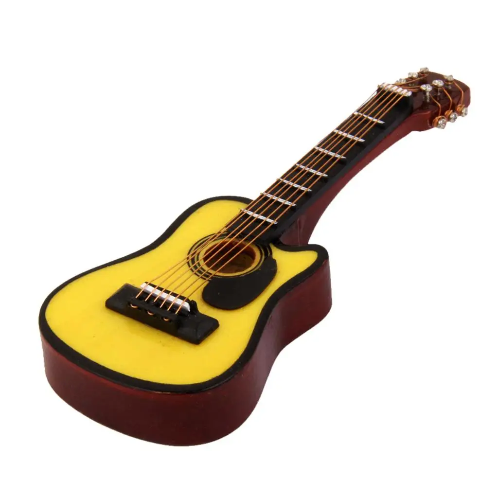 

Miniature Wooden Acoustic Guitar Lifelike Dollhouse Musical Instrument 1 12 Accessories for Dollhouse Miniatures