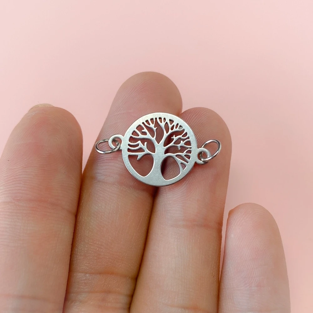 12pcs Big Stainless Steel Tree Charm Fit Necklace Wholesale Great Tree Of Life Plant Pendant For Diy Bracelet  Making