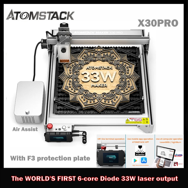 ATOMSTACK S30 X30 Pro 160W Laser Engraving Cutting Machine Wifi Offline Control with Air Assisted Protection Board CNC Router