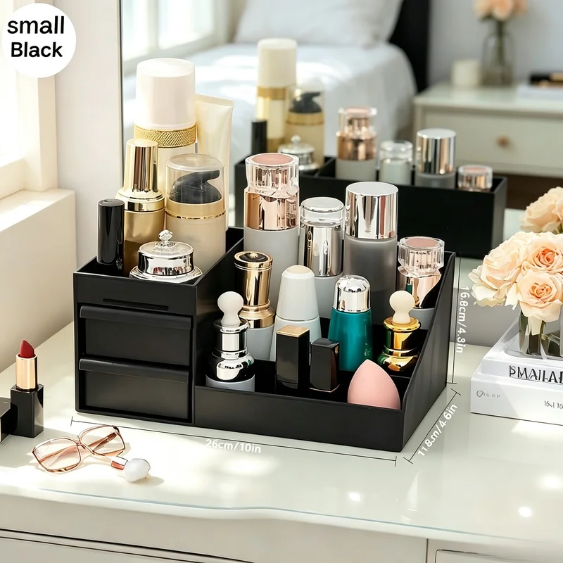 Non-Slip Perfume Display Rack with Drawer, Multipurpose Cologne Storage Organizer for Bedroom Vanity and Bathroom Decor
