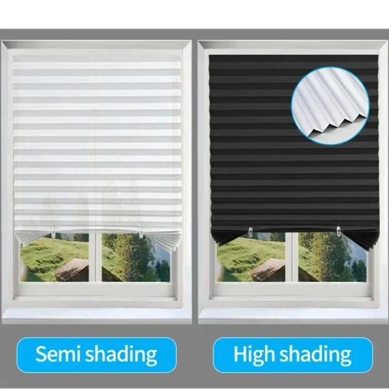 1Pc Self-Adhesive Window Blind Non-Woven Folding Shade Privacy Sun Protection Curtain for Bathroom
