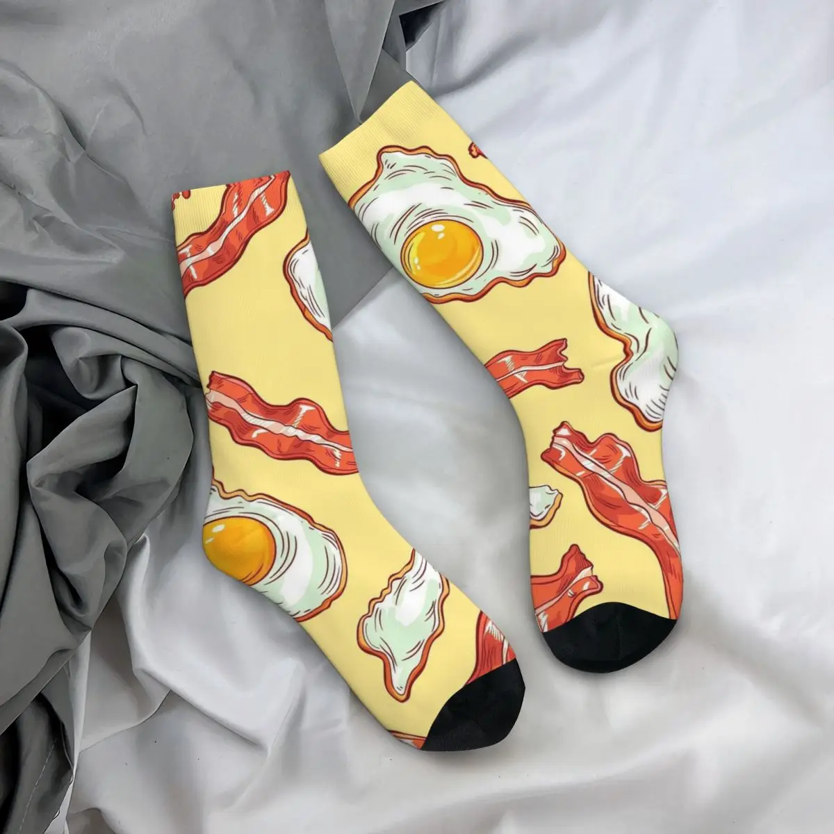 

Всесезонные чулки для экипажа, жареное яйцо, бекон, для гурманов, энергетические носки для завтрака, повседневные длинные носки, аксессуары для мужчин и женщин, Рождество