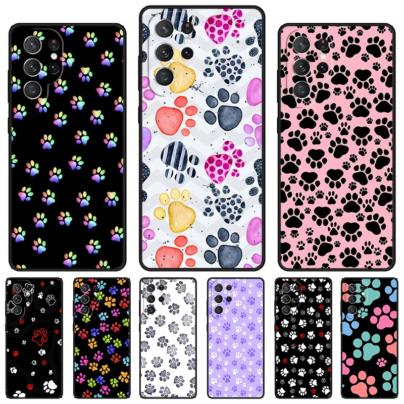 Animal Dog Paw Prints phone case For Samsung Galaxy S24 S23 S22 Ultra Note 10 20 Plus S8 S9 S10 S20 S21 FE Cover