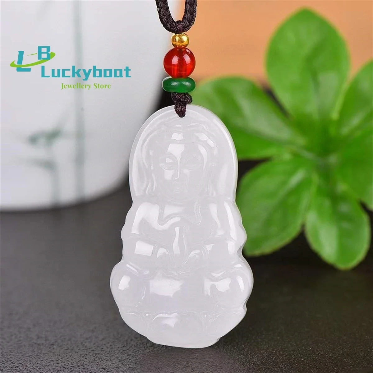 

Подвеска из натурального золота, шелка и нефрита, благоприятный кулон Гуаньинь, простой и персонализированный, изысканный, универсальный для мужчин и женщин