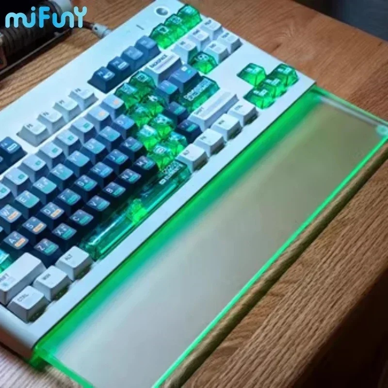 Mifuny Thickened Acrylic Palm Rest Transparentc Custom Keyboard Hand Rest Ergonomic for 61 75 87 98 104keys Mechanical Keyboard