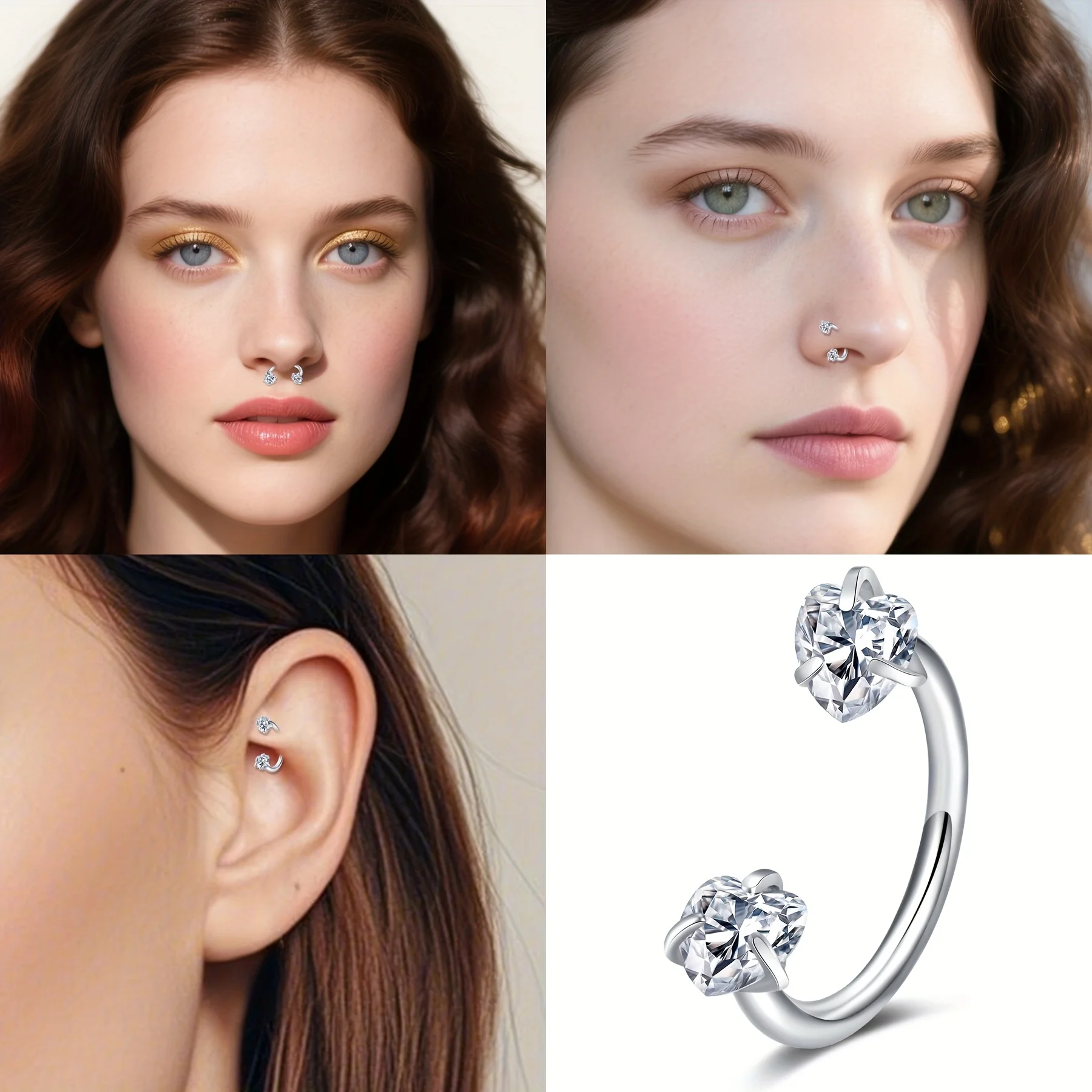 قطعة واحدة من حلقة الأنف المصنوعة من الفولاذ المقاوم للصدأ - ثقب جسم كبير على شكل حدوة حصان مع حلزوني داخلي، تصميم بدون خيط للياقة الآمنة #5