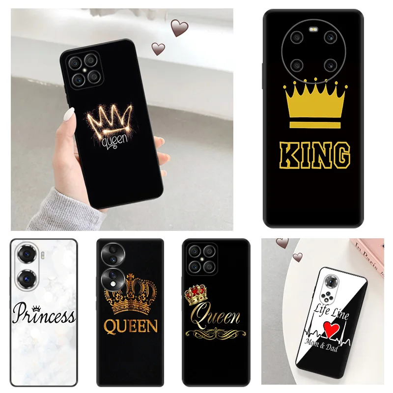 Soft Anti-Drop Phone Case For Honor X7b X6 70 90 X8 b X9A X9B Magic5 Pro Queen King Princess Crown Pixel 8A 7A 6A 6 7 8 Cover