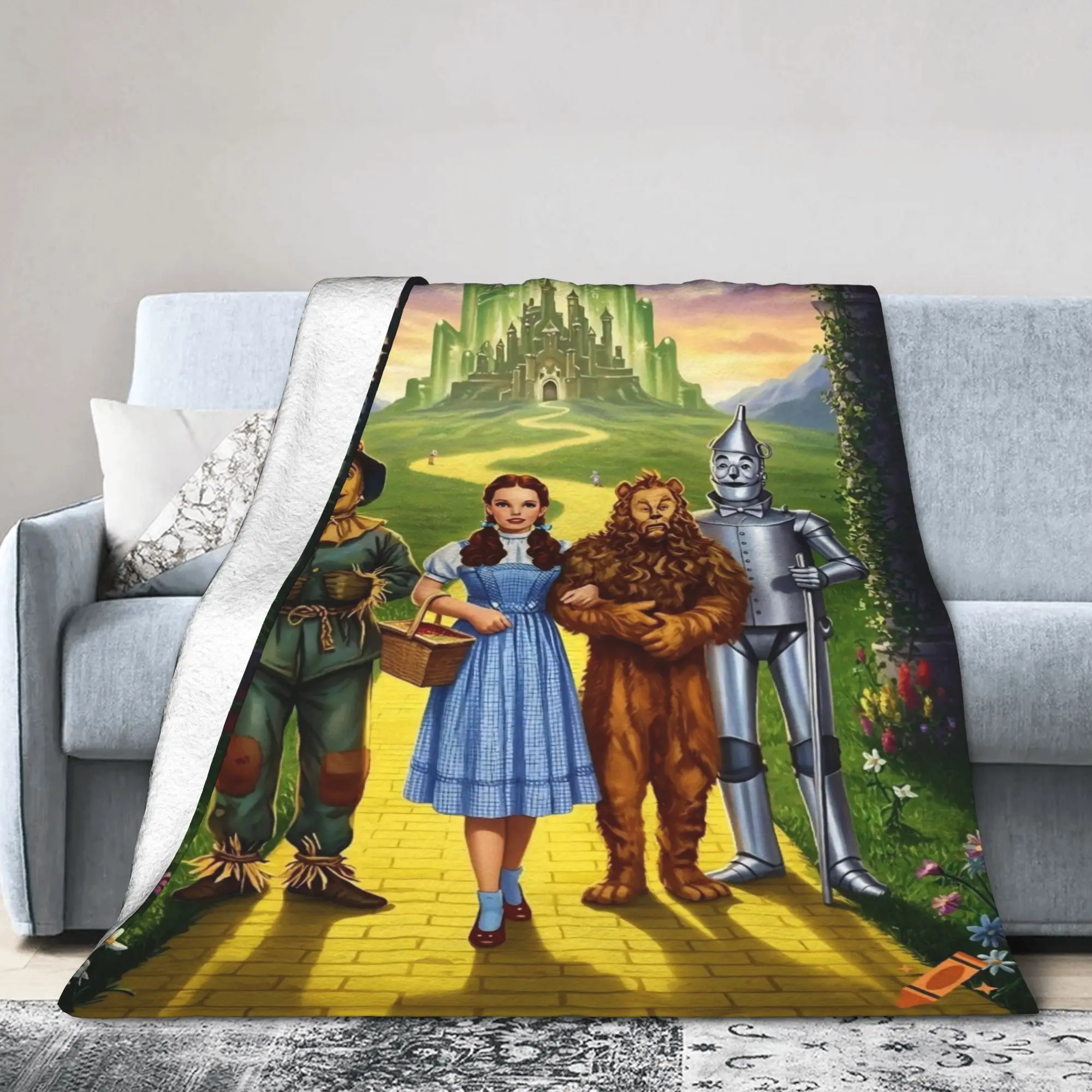 Wizards of Ozs Movie Blanket Fleece Cowardly Dorothy Tin Toto Lightweight Thin Throw Blankets for Bed Bedspread