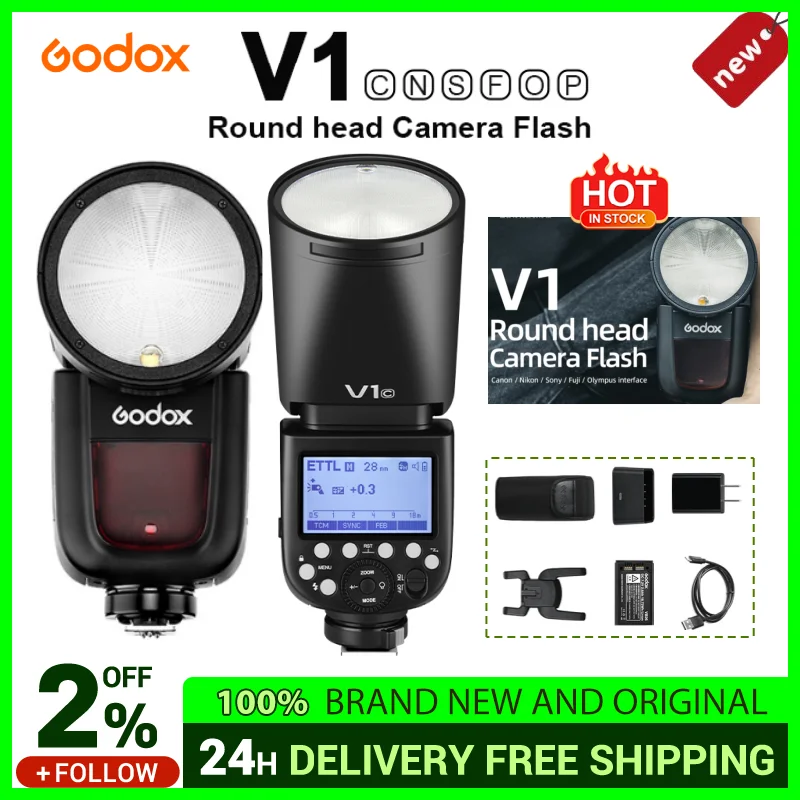 Godox V1 TTL HSS 1/8000s Speedlite Flash V1C V1N V1S V1F V1O لكانون نيكون لسوني فوجي أوليمبوس