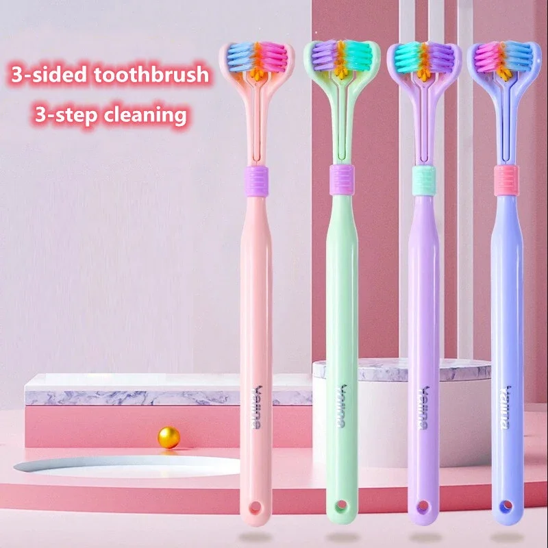 New Three-sided 360 Degree Soft Bristle Toothbrush Oral Care Safety Teeth Deep Cleaning Portable Travel Couple Dental Oral Care