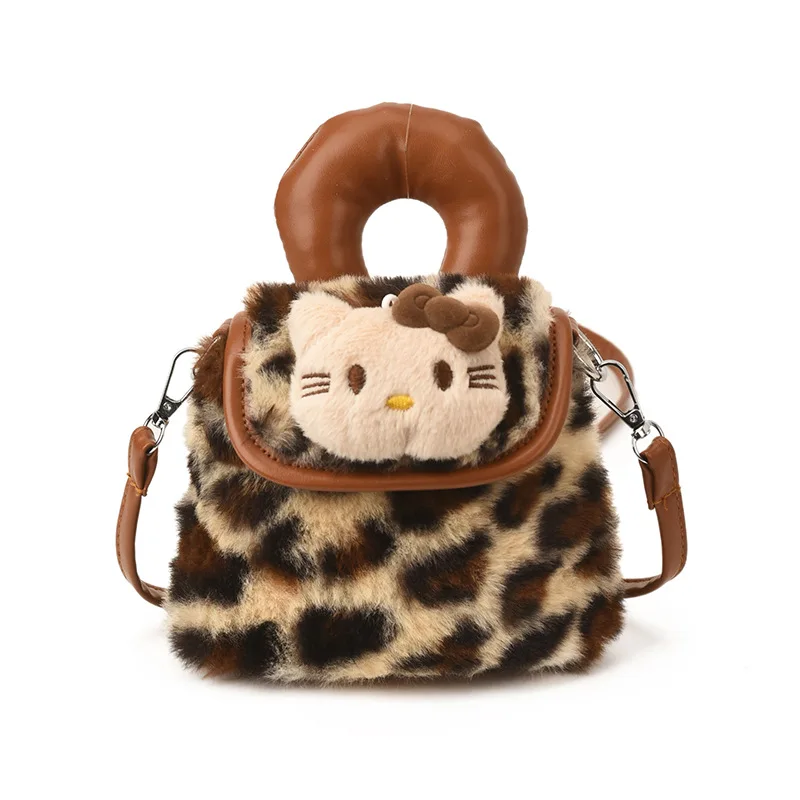 1pcs for Hello Kitty Handbag  Black Leather  For Women Large Capacity Portable Commuter Travel