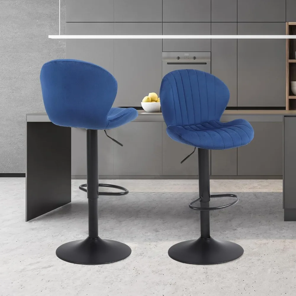 

Современный набор барных стульев из 2 шт., вращающиеся барные стулья с регулируемой высотой, безрукие кухонные островные стулья со спинкой для ног