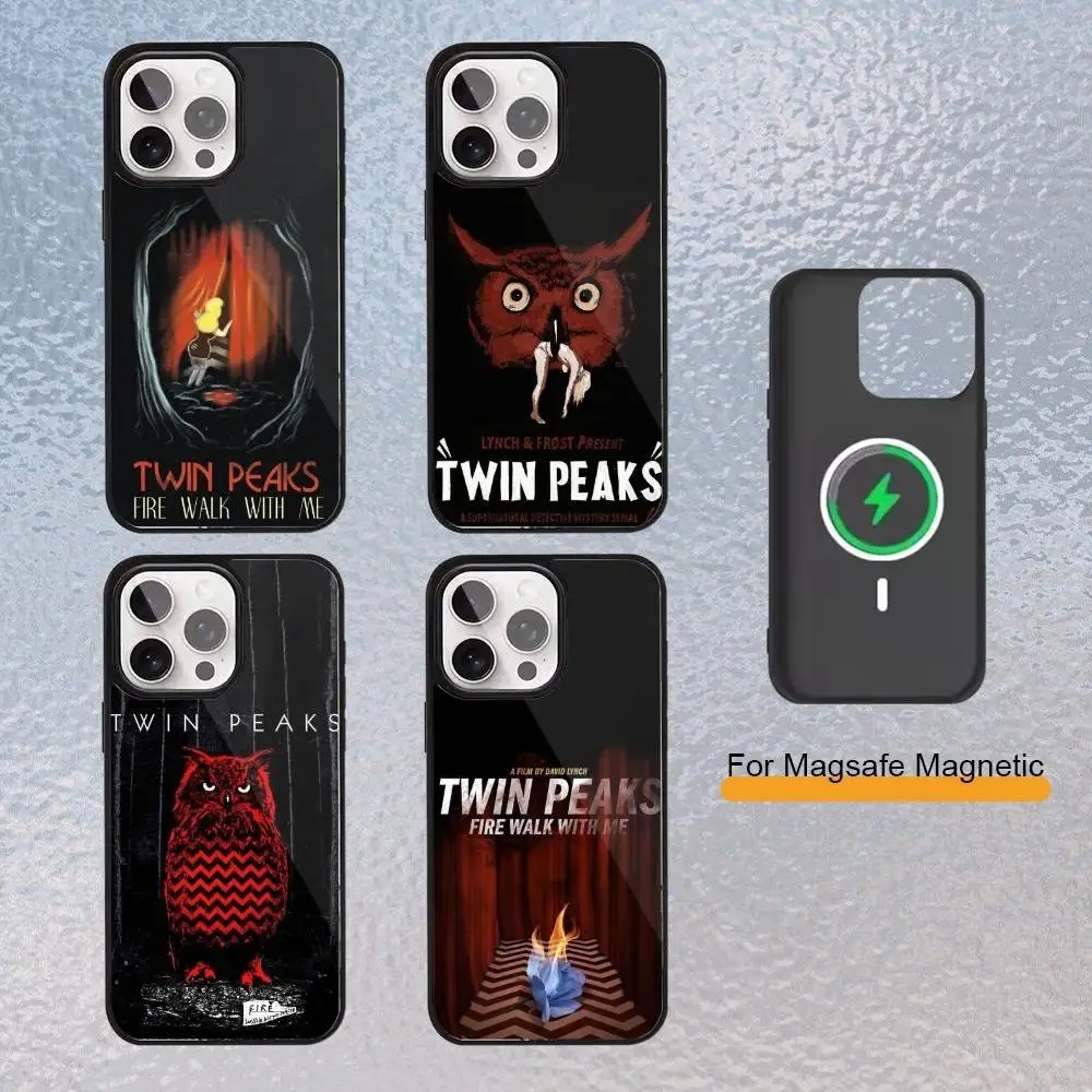 

Twin P-Peaks Fire Walk With Me Phone Case For iPhone Magsafe Magnetic 17,16,15,14,13,12,11 Wireless Charging cover