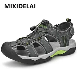 Brand Summer Genuine Leather Men Sandals Outdoor Casual Non-slip Men's Wading Shoes Lightweight Breathable Men's Beach Sandals