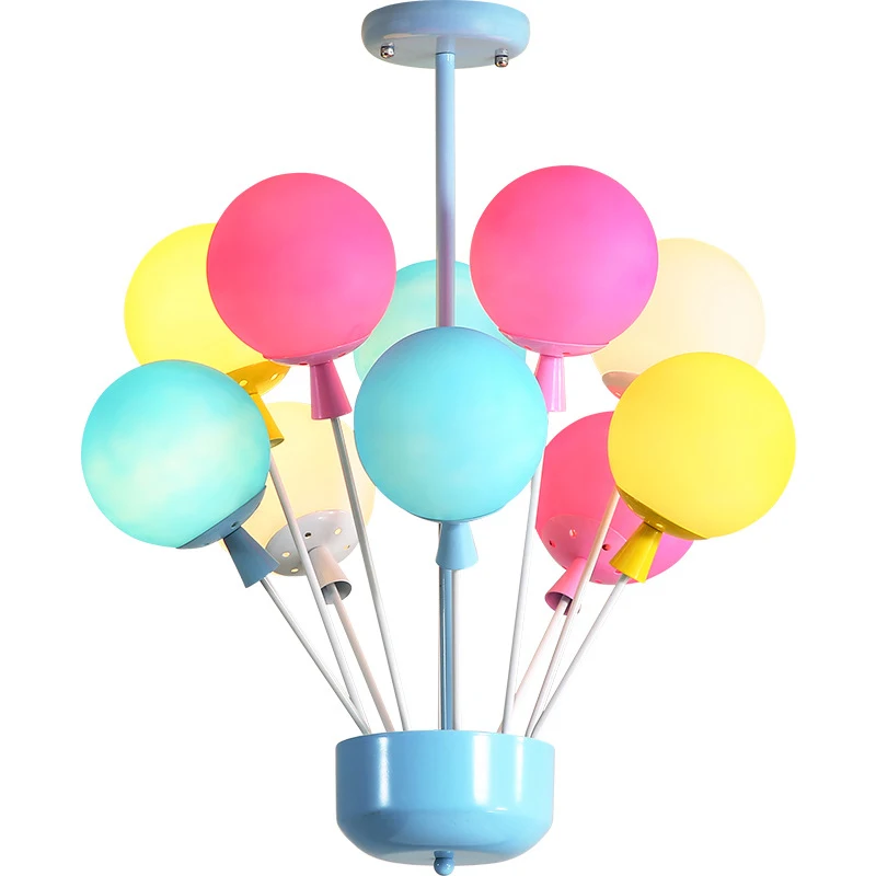 Children's Room LED Chandelier Lighting Warm Romantic Bedroom Dining Room Color Glass Hanging Lamp Modern Creative Pendant Light