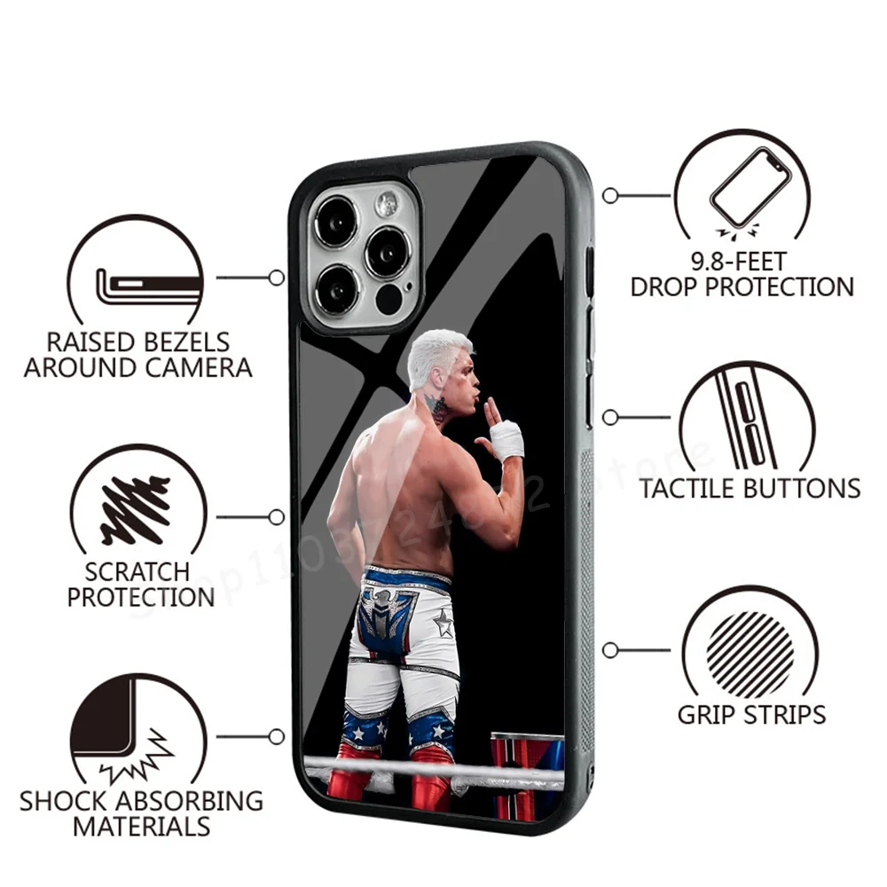 C-Cody Rhodes Wwe Phone Case Strong Magnetic For IPhone 15 14 13 Pro Max Alex Mirror For Magsafe Wireless Charging Cover