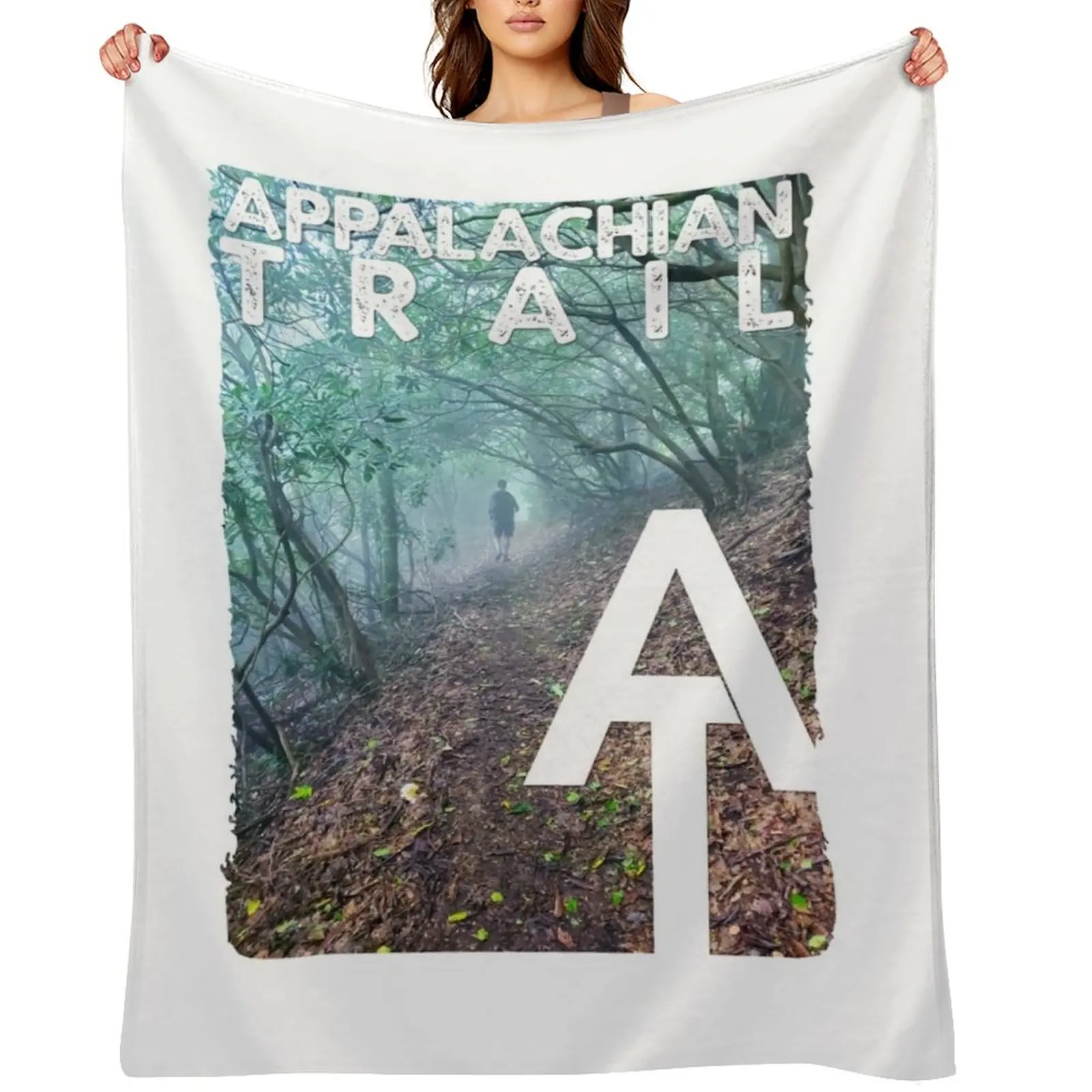 

Appalachian Trail AT hiking photo with AT symbol Throw Blanket Plaid Luxury Designer Vintage Loose Blankets