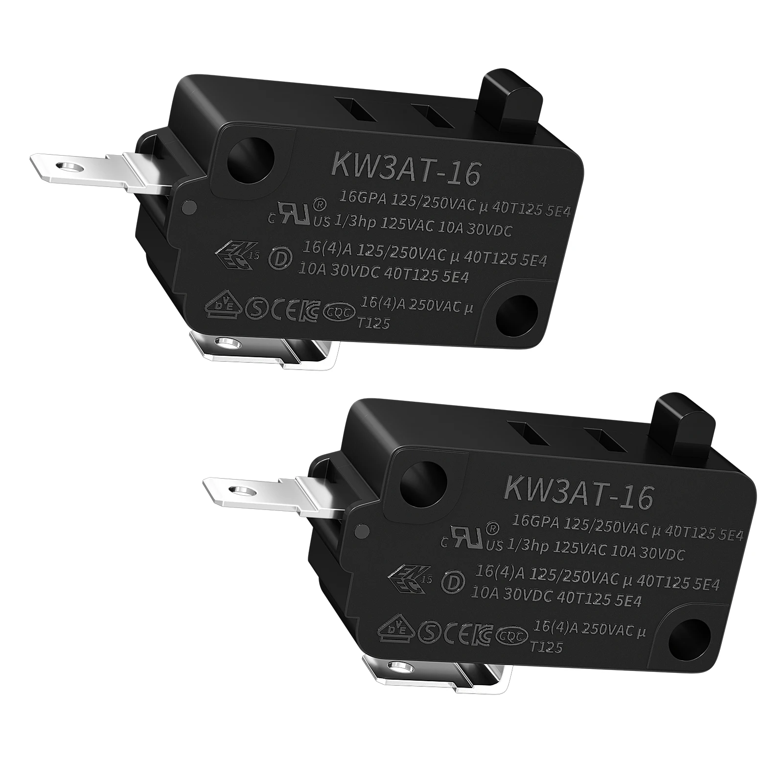 DaiertTek 2PCS Microwave Over Door Switch KW3AT Micro Switch Normally Close Microwave Switch 16A 125VAC/250VAC T125 for Kenmore