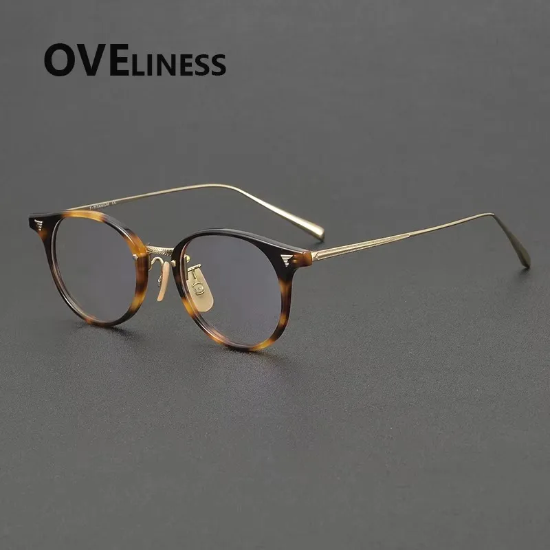 

Acetate titanium Glasses Frame Men Retro Round Eyeglasses frames Women Brand Design Spectacles High Quality Eyewear