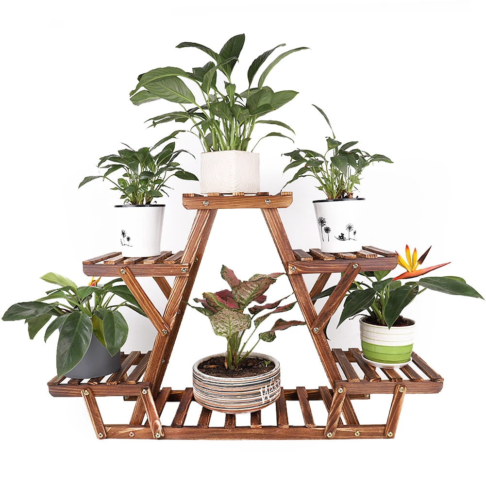 Heavy Duty Wooden Plant Stand 6 Tier Flower Rack Garden Display Shelf