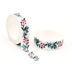 Cinta Washi de flores de Navidad, adhesivo de papel para álbum de recortes, Feliz Navidad, 15mm x 10m, novedad de 2021, 1 unidad