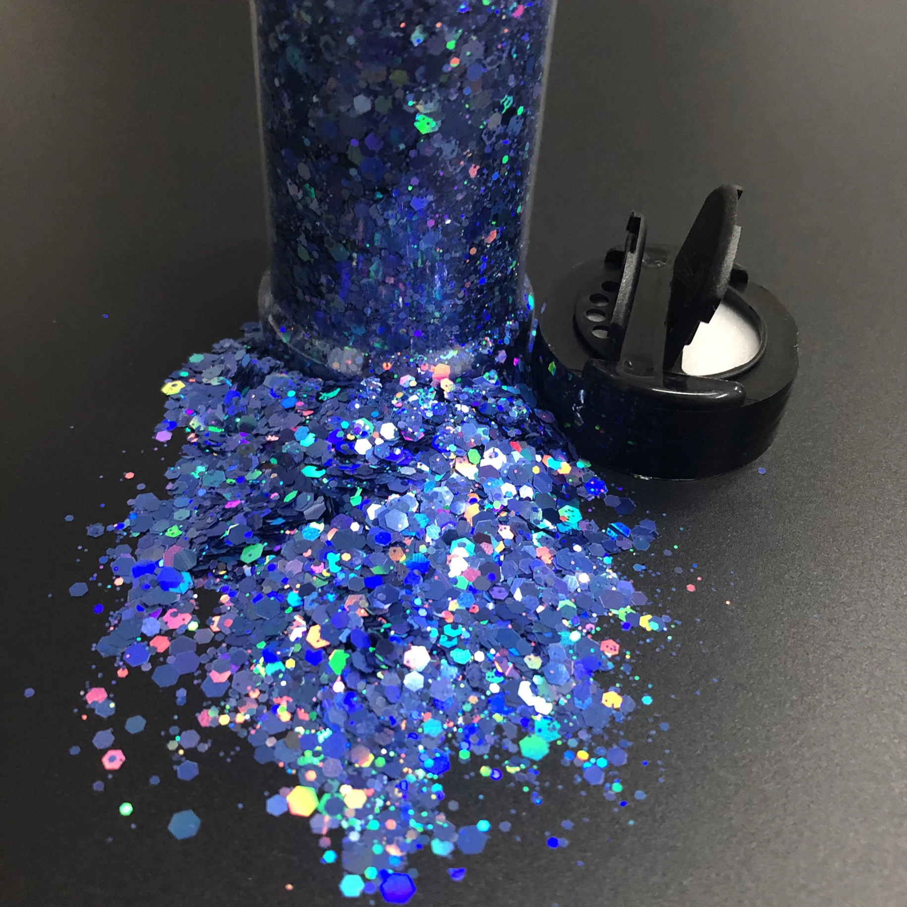 2oz / 57g Shaker Bottle Holographic Chunky Sequin Flakes Glitter Bulk for Nails Tumblers Pens Resin