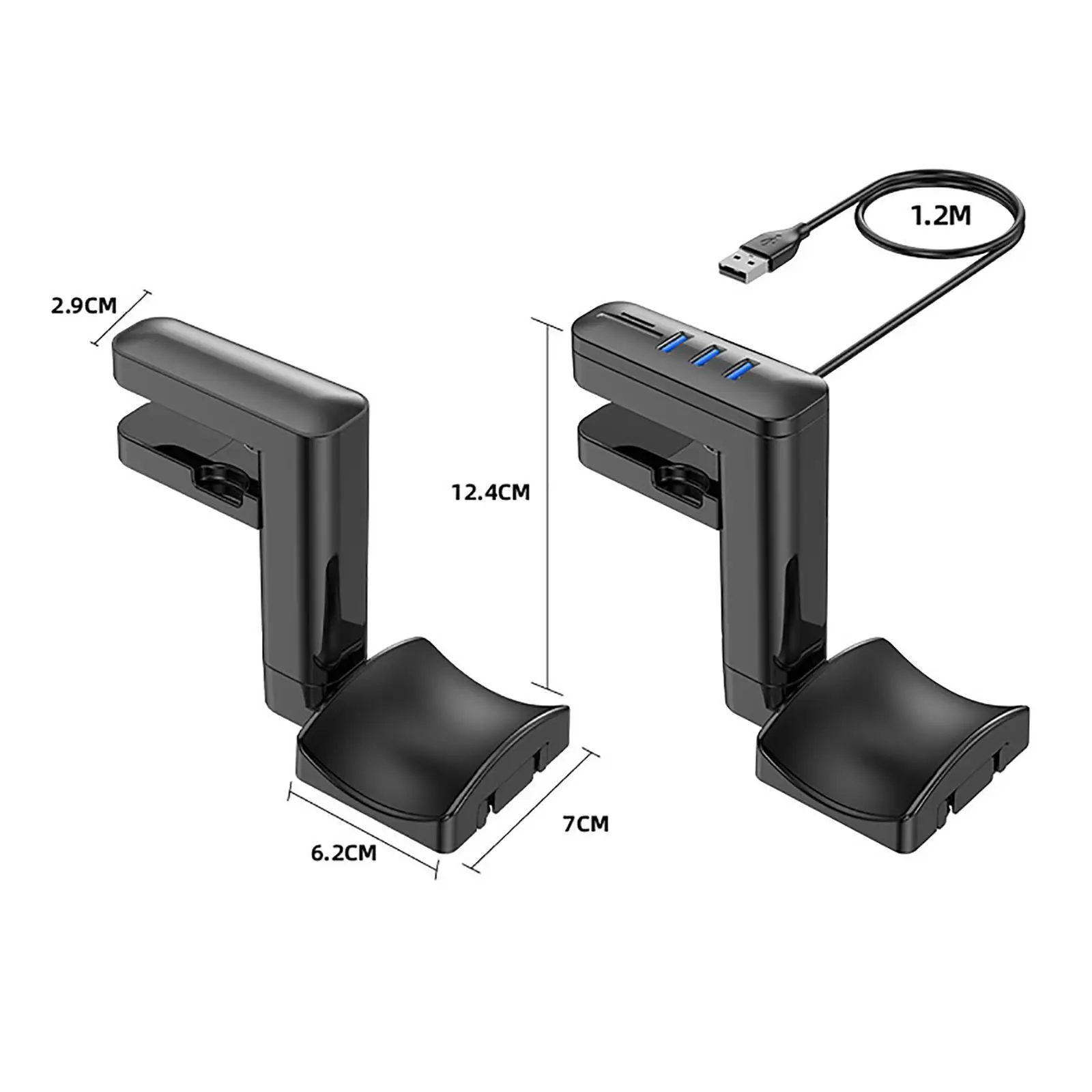 책상 아래 헤드폰 스탠드 거치대, USB 충전기 포함, PC 게임 액세서리