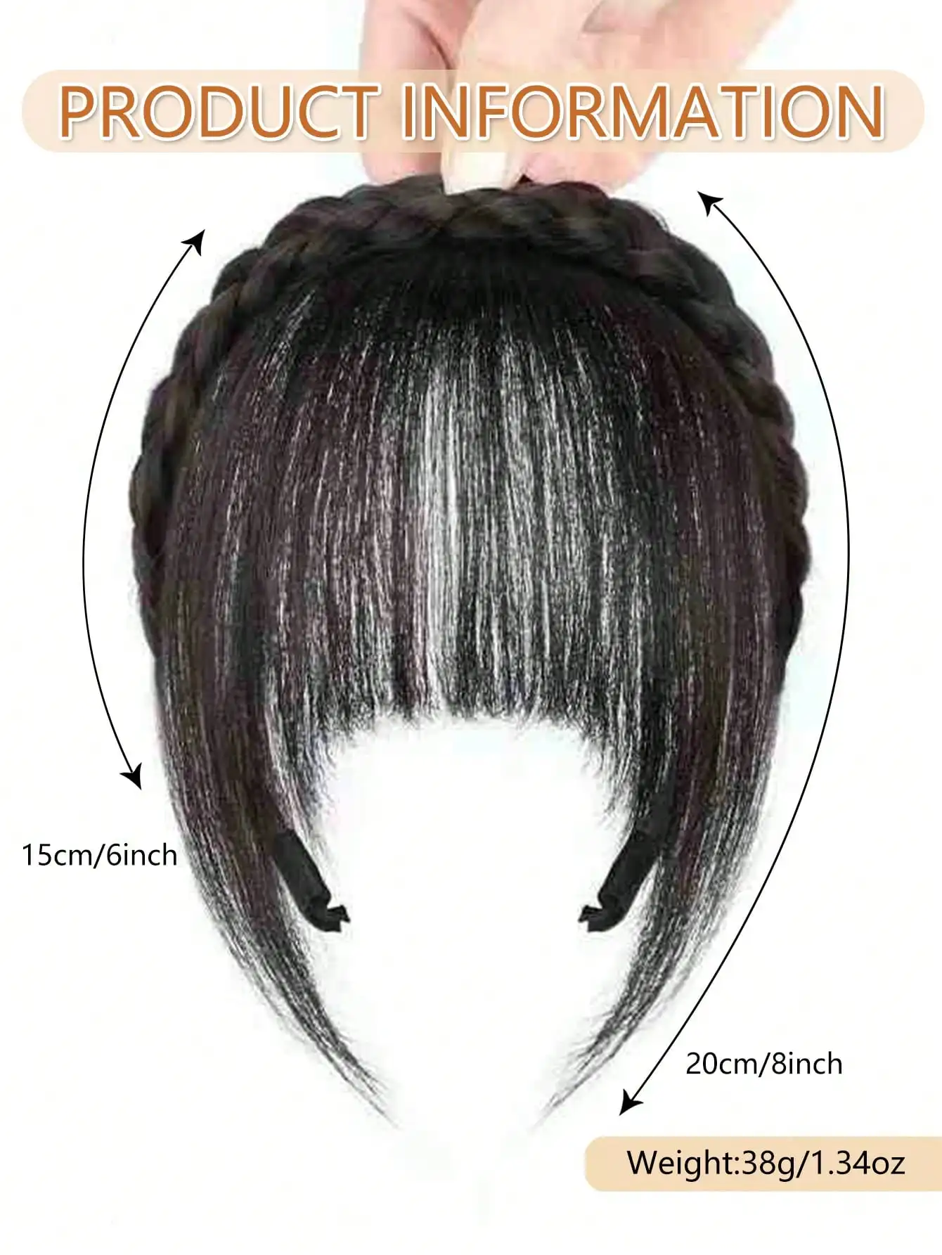 Synthetic Headband Bangs Extension Fake Hair Blunt Fringe with Long Sides For Women Natural Flase Black Brown Blonde Bang