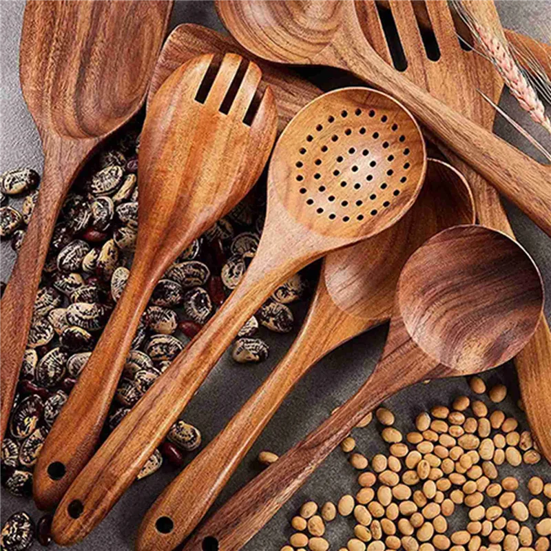 

ABVJ-Wooden Kitchen Utensils Set,18 Pcs Wooden Spoons For Cooking,Wooden Cooking Utensils,Wooden Spoons For Non-Stick Pan