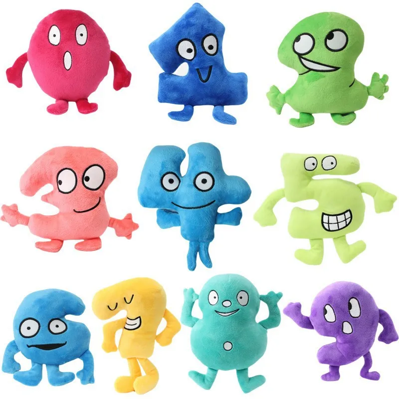 

10pcs Number Plush Toys Battle For Dream Island Plushies Pillow 0-9 NumberS Educational Stuffed Dolls Christmas Birthday Gift