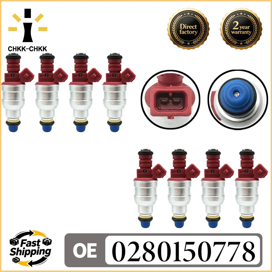 CHKK 8 Stück/Set 0280150778 13641736908 Kraftstoffeinspritzdüse für BMW-E31 E32 E34 E39 5er 7er 8er Serie M60 M62 3.0L 4.0L 4.4L V8