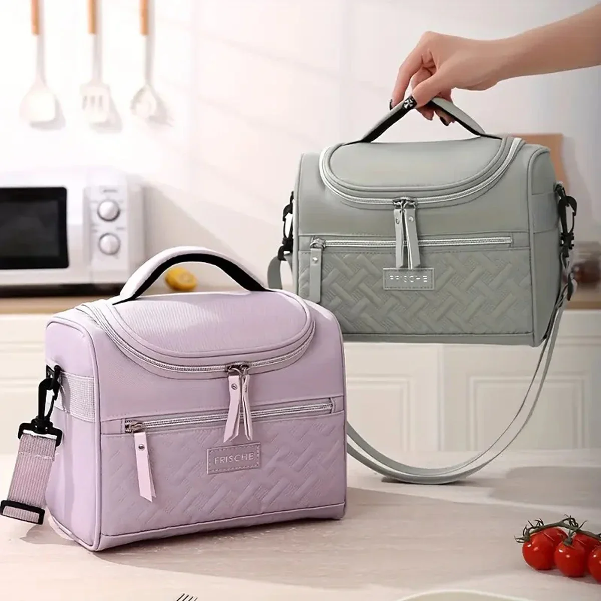 

Large Insulated Lunch Bag Cooler Hand washable durable polyester lunch box with padded shoulder strap for work, school, picnics