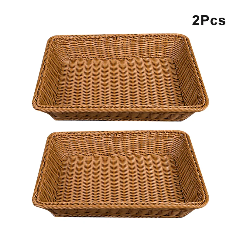 Hot Sale Kitchen Supplies Picnic Handwoven Simple Fruit Food Basket Rattan Basket for Bread Used for Supermarket Hotel Display