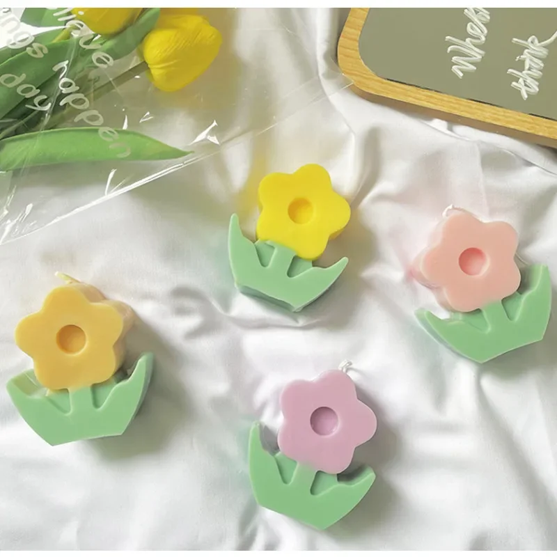 1PC INS Korea Flower Candle Romantic Cute Soy Wax Aromatherapy Small Scent Relaxing Birthday Wedding Party Gift Home Decoration