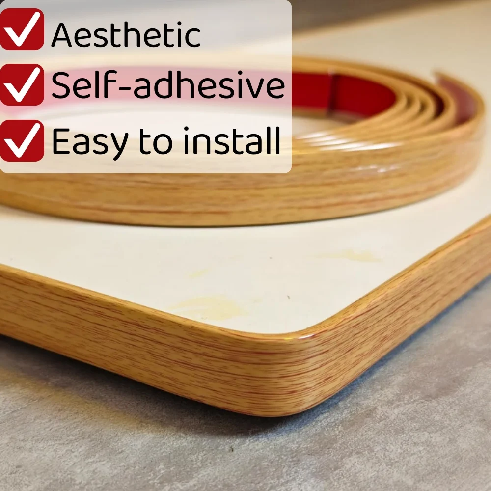 1PC 5m/196.85in Self-adhesive Cabinet Edge Strip,U-shaped Edge Banding,PVC Border Decoration,wardrobe and Desktop Edge Protector image 4