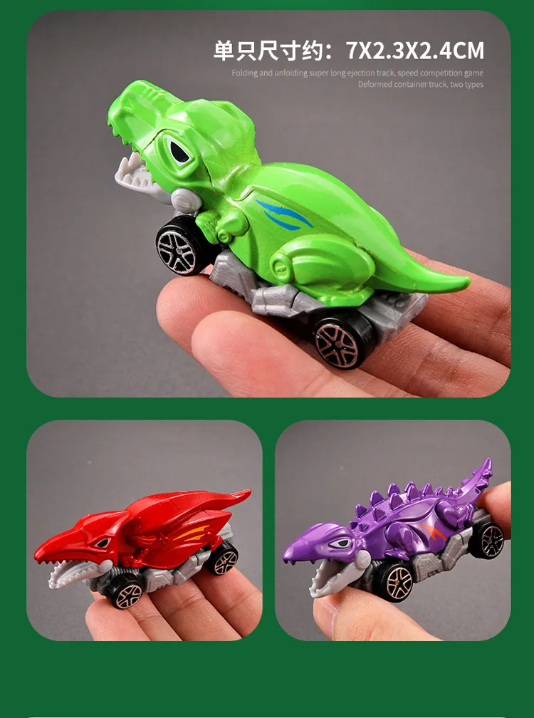 Set di auto con dinosauro in lega, Tyrannosaurus Rex/Triceratopo/Pterosauri/Mini scooter modello giocattolo per bambini regalo,XT08