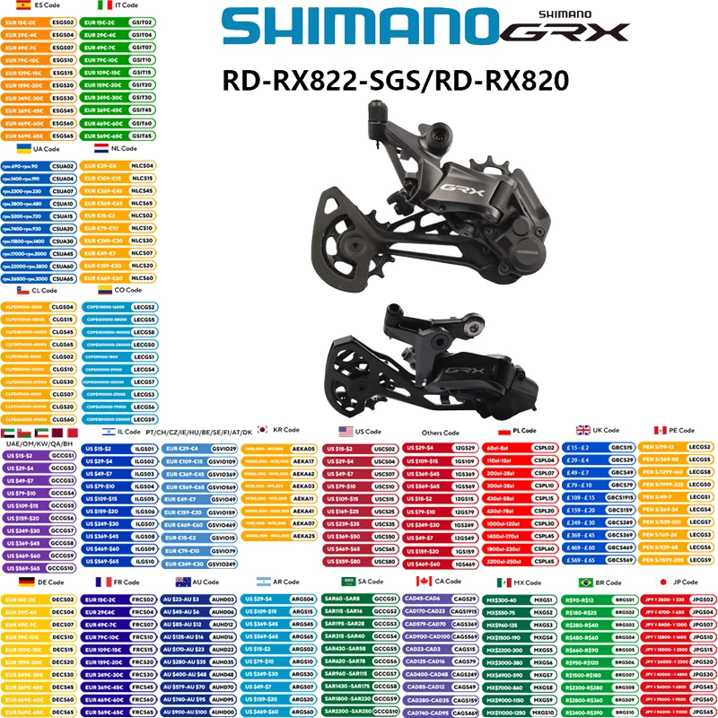

Shimano GRX 12s Rear Derailleur SHADOW RD+ RD-RX822-SGS For 10-51T Cassette RD-RX820 For 11-34/36T Cassette For Mountain Bike