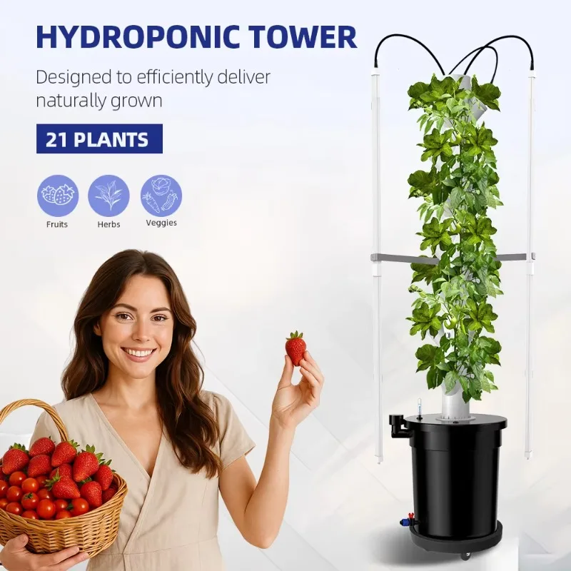 Hot Popular 7-Layer 21 Holes Hydroponic Tower High Density Hydroponic Tower Potato Growing Towers Manufacturer