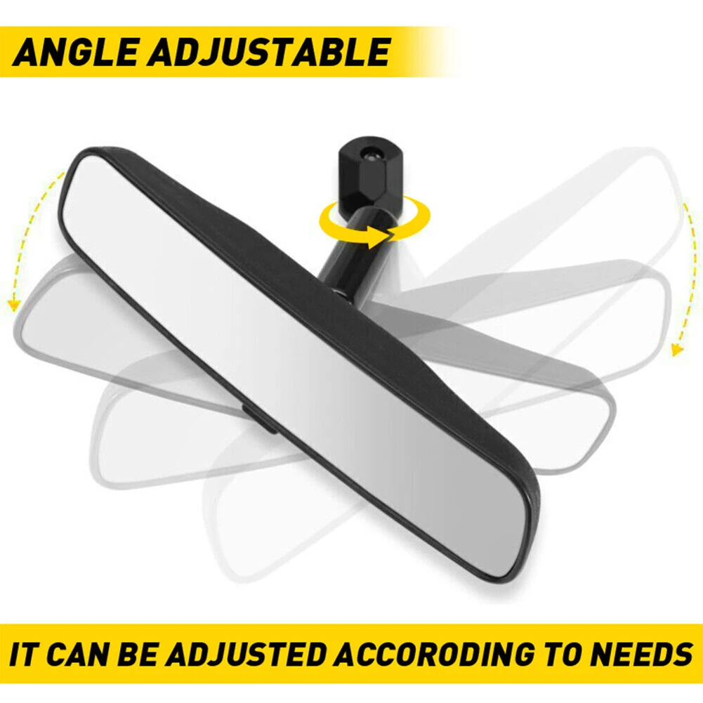 Car Rearview Mirror 10 Inches Borderless Lens ABS Glass Auto Rear View Mirror Black for Car Interior Modification for Car Parts