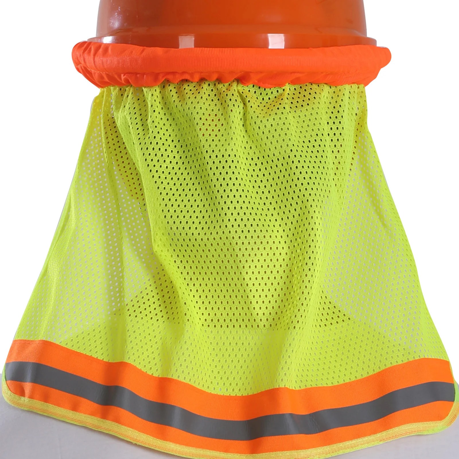 2개입 통기성 메쉬 커버 반사 스트라이프 안전모 햇빛 가리개 목 보호대 야외 안전 작업 모자 햇빛 가리개 커버