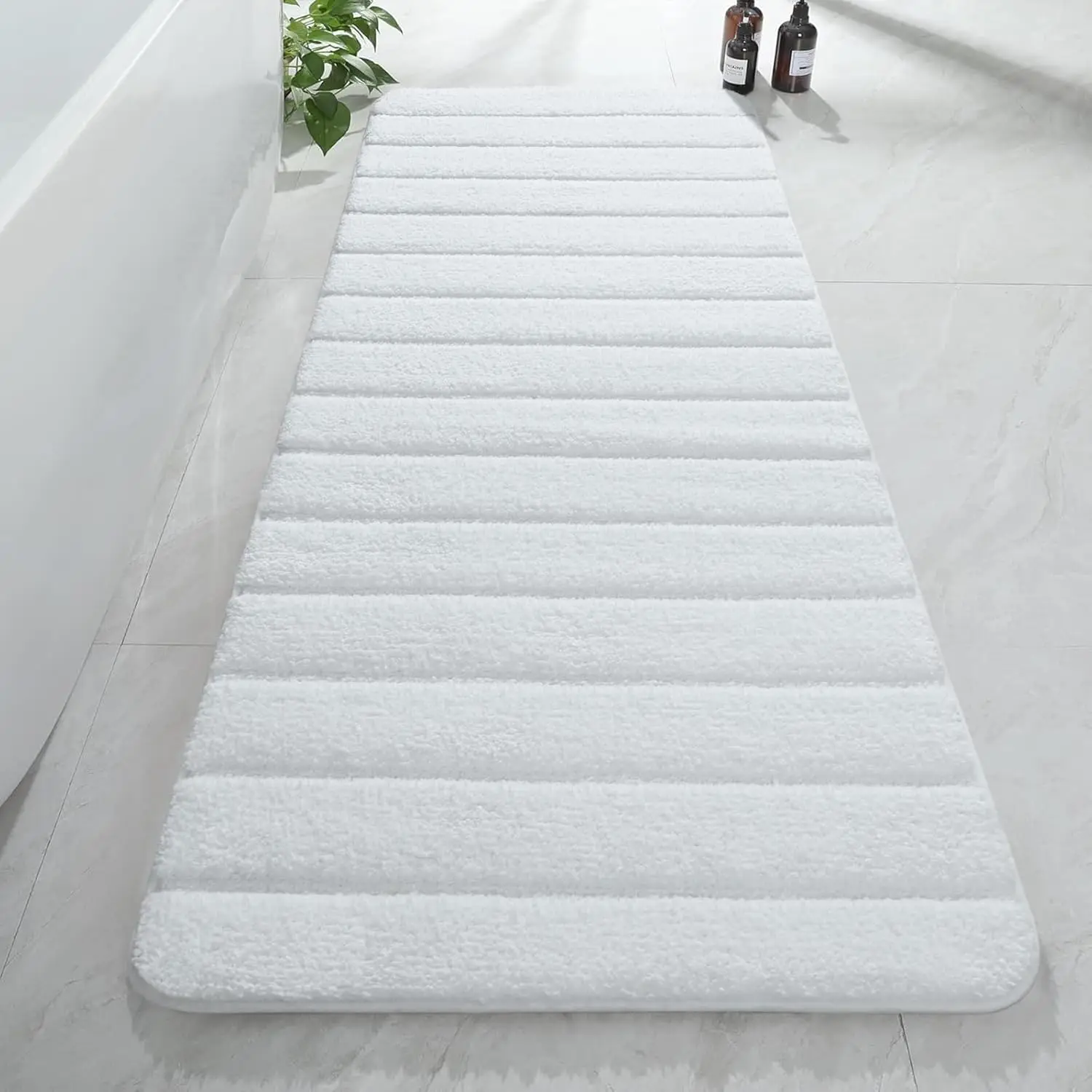 

Роскошные длинные коврики для ванной, толстые, мягкие и впитывающие, из микрофибры, нескользящие, с резиновой основой, полосатые, для автомобиля