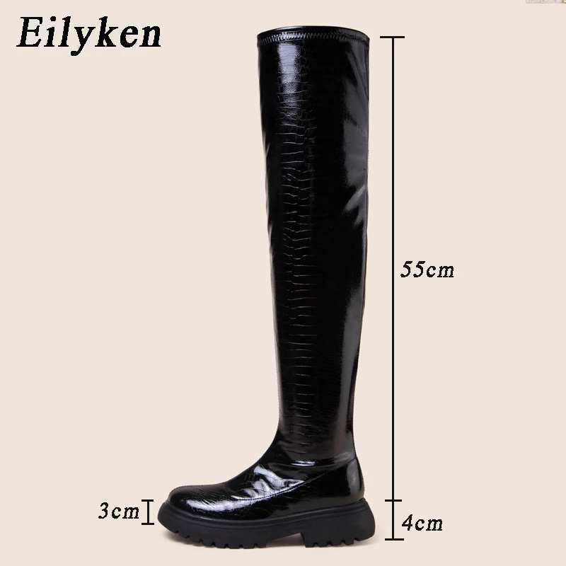 Eilyken Cosy Soft Leather Zipper Woman Over-the-Knee Boots High Quality Chunky Low Heels Modern LONG Winter Autumn Booties
