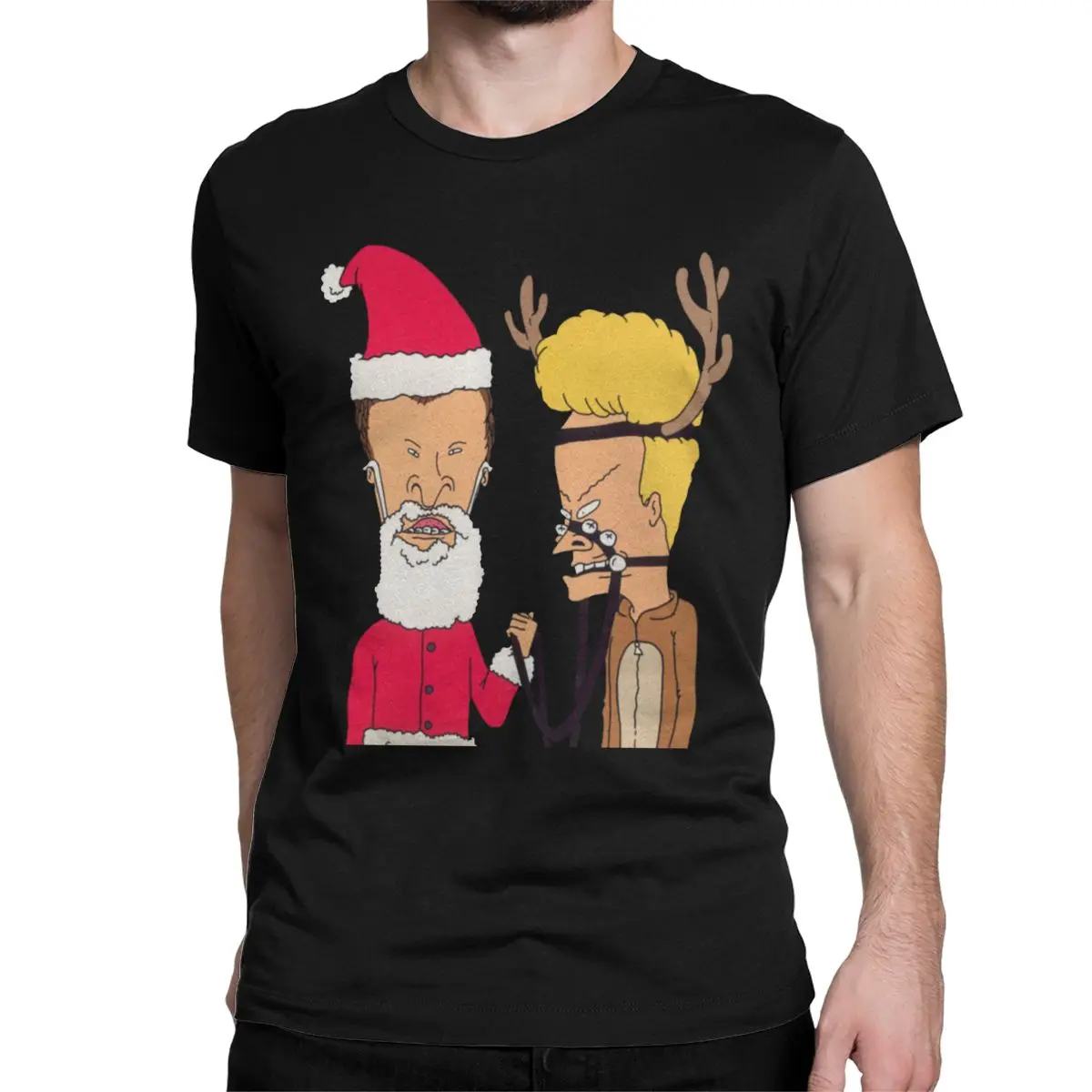 Beavis And Butthead Christmas Cosplay Men Women's T Shirt 90s Music Cartoon BB Tee Shirt Crew Neck T-Shirt Pure Cotton Tops