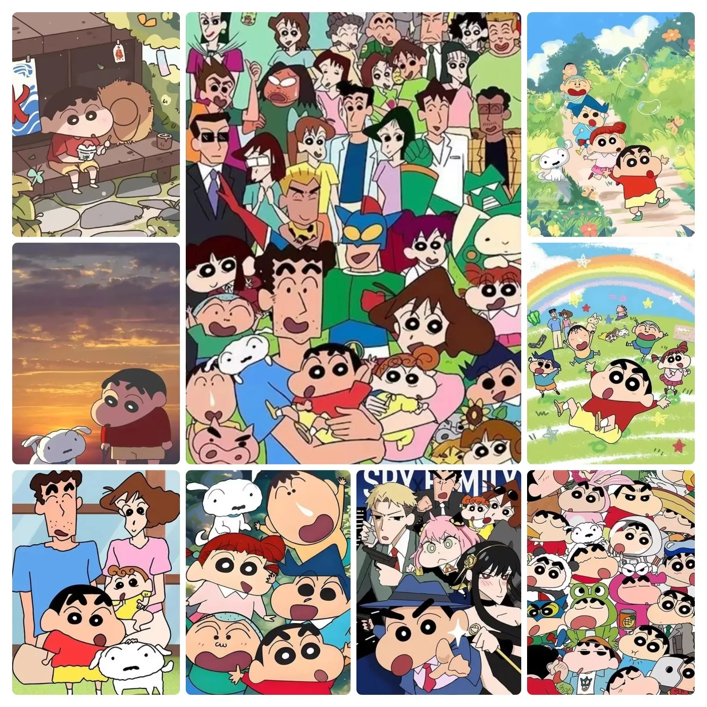 500/1000pcs for Adults Jigsaw Puzzle Crayon Shin‑chan Complex Patterns, Portable Box for Family Games Educational Toys