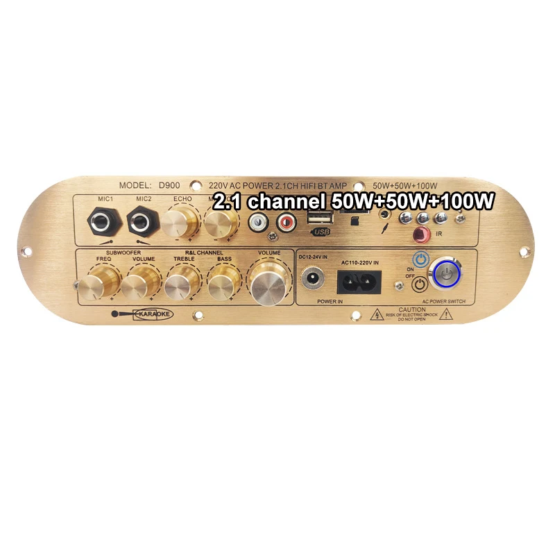 

D900 High-Power Home Amplifier with Imported IC for Bluetooth Board 2x50W+100W 2.1 Channel High and Low Tone Subwoofer