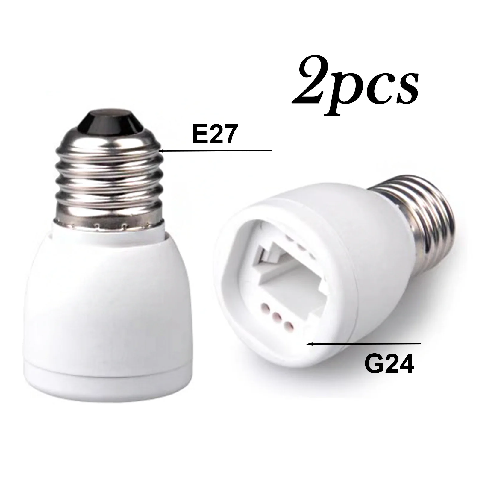 2pcs New E27 to G24 LED Adapter – Quick-Install Converter for Halogen & CFL Lights