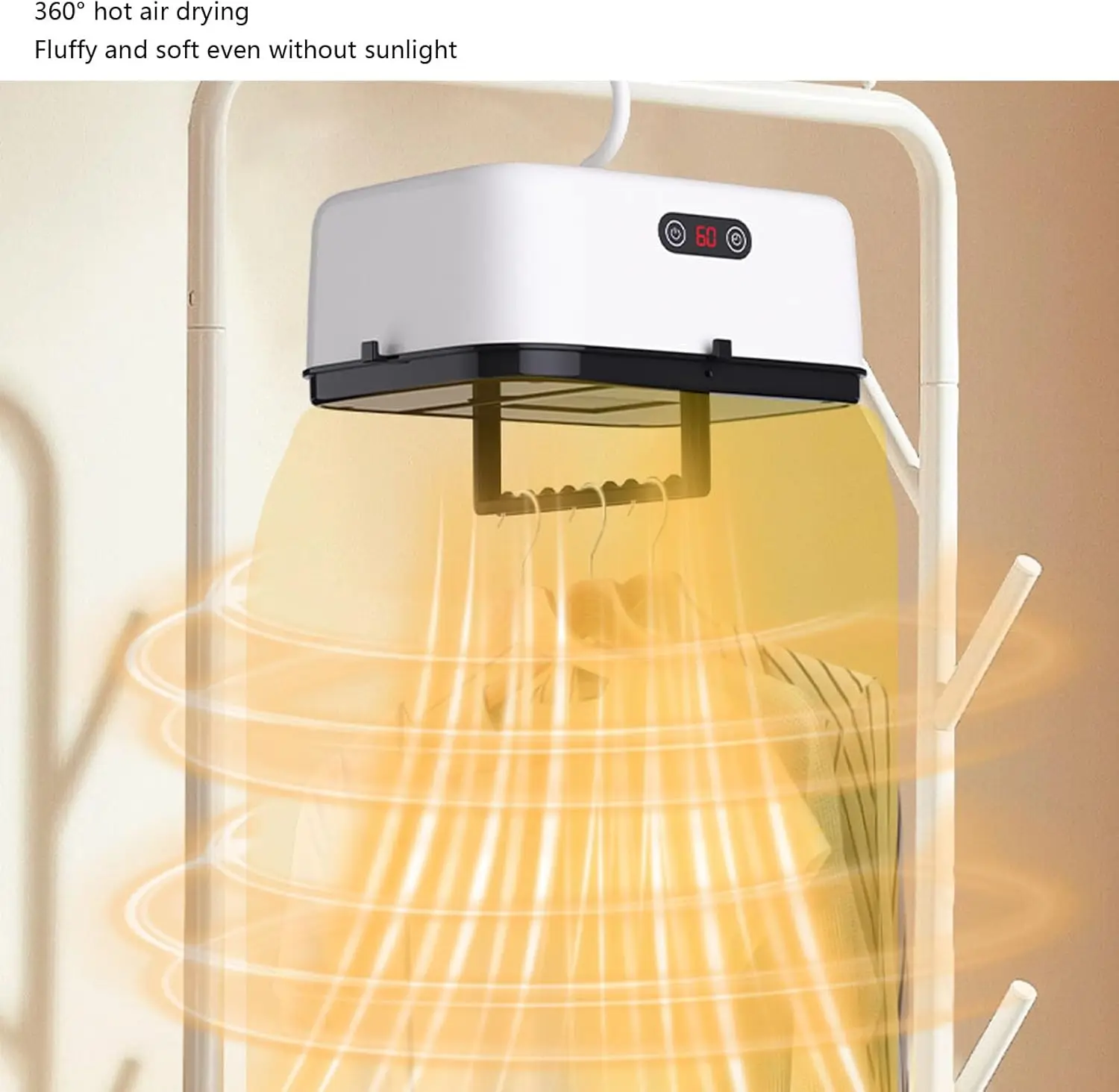 Secador de ropa eléctrico plegable portátil 9,4x6,7x4,1 pulgadas con bolsa seca para viajes, RV, hogar, apartamento - Temporizador múltiple