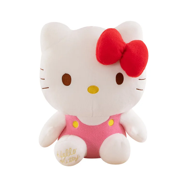 دمية كاواي سانريو القطيفة المملوءة بالرسوم المتحركة هالو كيتي مع فيونكة لعبة محشوة لطيفة للأطفال هدية عيد الميلاد للفتيات في عيد الحب