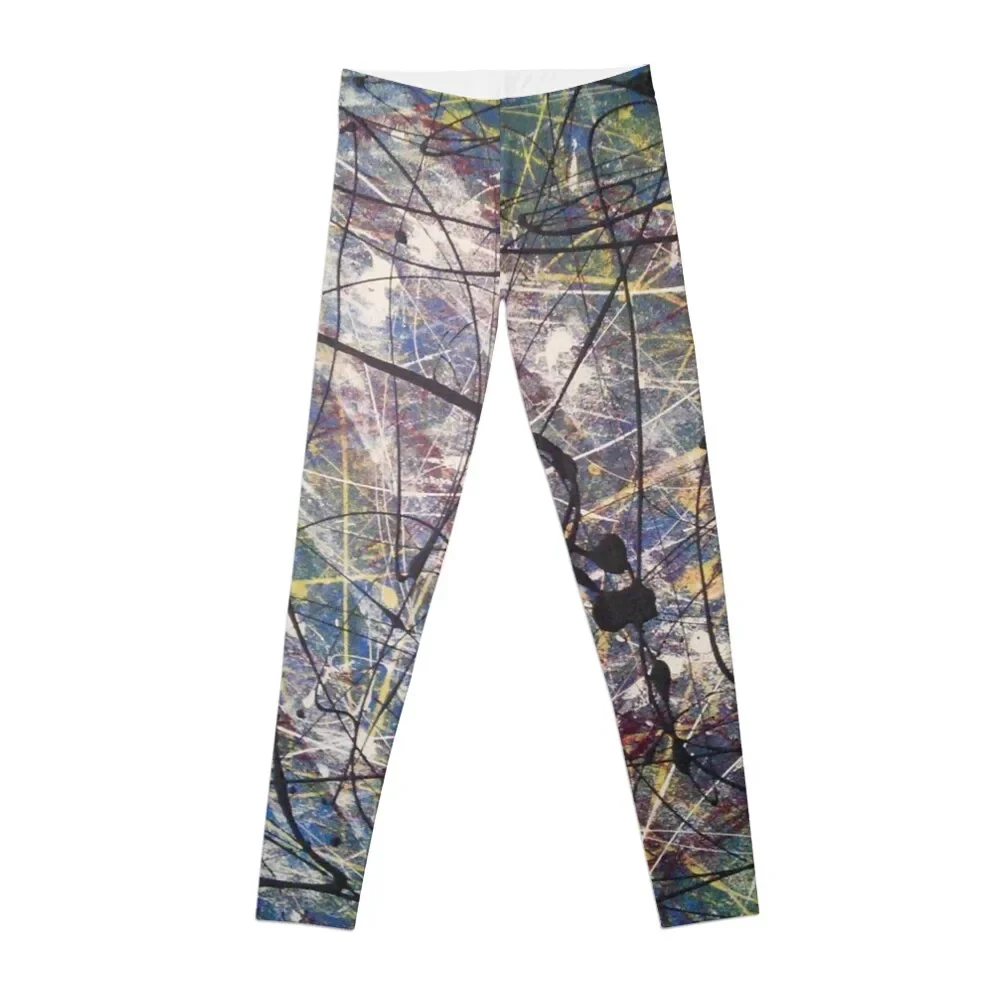 

A blue Jackson Pollock-inspired painting Leggings legings for fitness sport set Womens Leggings
