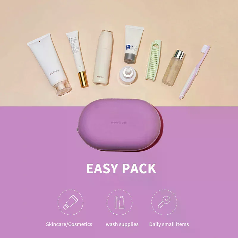 Borsa per cosmetici portatile in silicone di grande capacità Borsa per cosmetici morbida impermeabile Borsa per il lavaggio a prova di umidità per i viaggi a casa